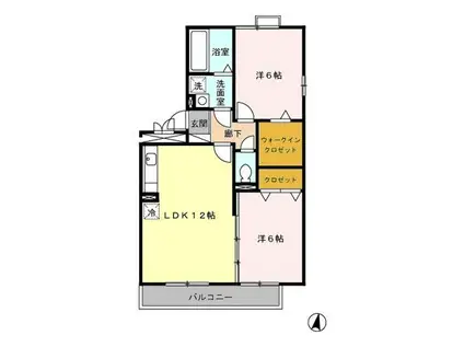 セジュール和幸B棟(2LDK/3階)の間取り写真
