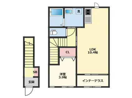 JR総武線 東船橋駅 徒歩15分 2階建 築1年(1LDK/2階)の間取り写真