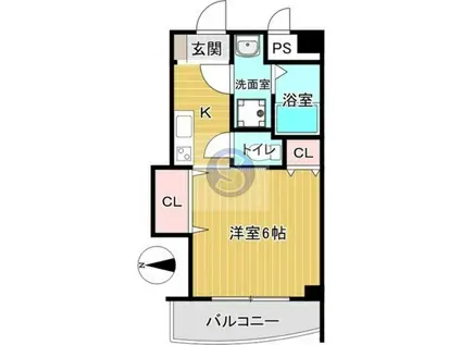 マロット天神橋(1K/1階)の間取り写真