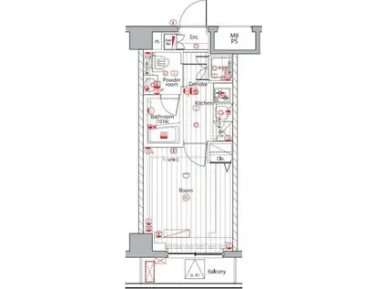 プレミアムキューブ広尾(1K/4階)の間取り写真