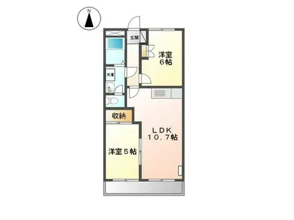 サン・メゾンII(2LDK/2階)の間取り写真