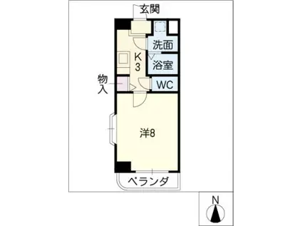 ラシュレ日光(1K/4階)の間取り写真