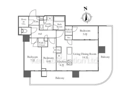 HARUMI FLAG PARK VILLAGE(3LDK/19階)の間取り写真