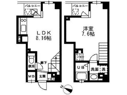 レジディア三越前(1LDK/14階)の間取り写真