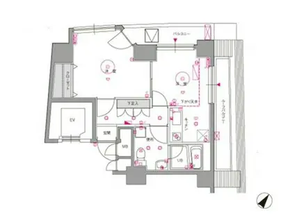 ル・リオン目黒II(1DK/5階)の間取り写真