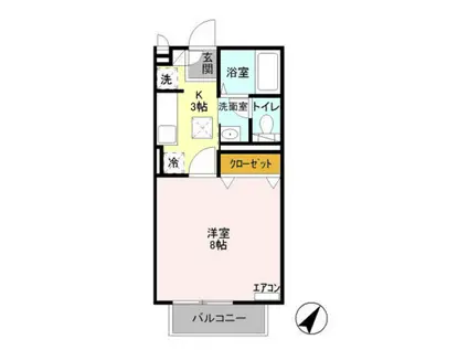 メルヴェールII(1K/2階)の間取り写真