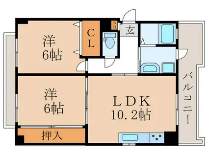 グランベール桂5番館(2LDK/3階)の間取り写真