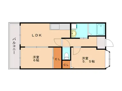 コーレジアス須磨(2LDK/2階)の間取り写真