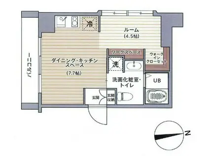 ベイヒルズ中山サウス(ワンルーム/3階)の間取り写真