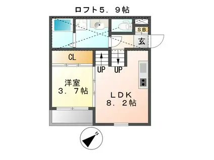 ハーモニーテラス柳堀(1LDK/1階)の間取り写真