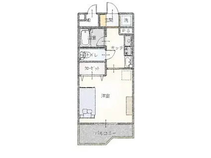 ヴェルドミールIII(1K/1階)の間取り写真