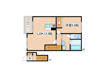 オーシャンコート姫路(1LDK/2階)の間取り写真