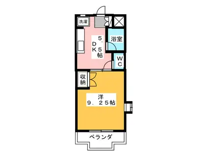 クレセント(1DK/1階)の間取り写真