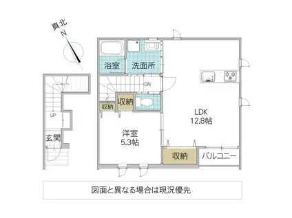 レーガベーネ千波 III A棟(1LDK/2階)の間取り写真