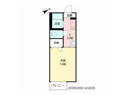 エントピア黒髪(1K/2階)の間取り写真