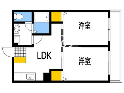 日星ビル(2LDK/5階)の間取り写真