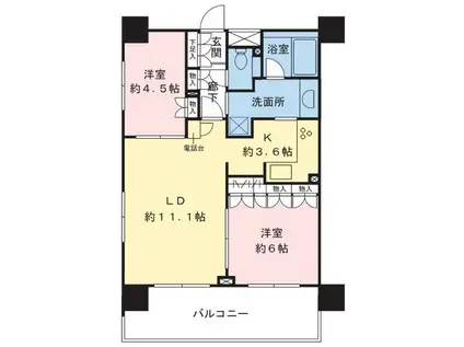 クリオ要町壱番館(2LDK/6階)の間取り写真