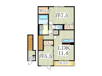 レオパレスチェディGROVEII(1K/2階)の間取り写真