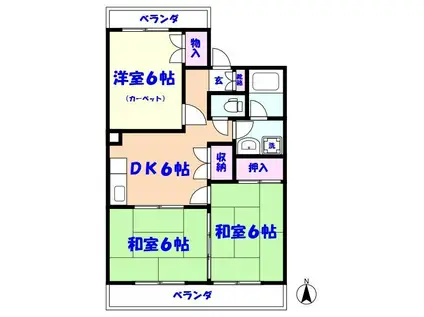マンションなしや3号棟(3DK/3階)の間取り写真