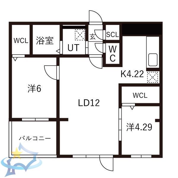 ガイアールS24(2LDK/3階)の間取り写真