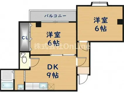 アメニティー高槻(2DK/6階)の間取り写真