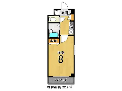 エクシードI(1K/3階)の間取り写真