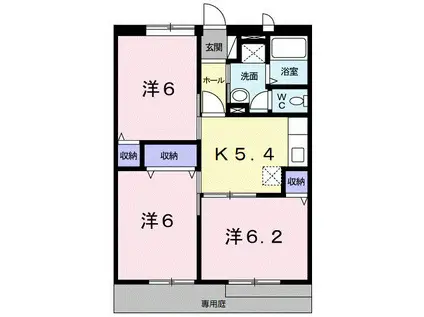 メゾンラフィネB(3K/1階)の間取り写真