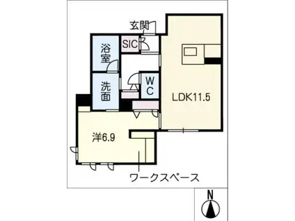 リオリエント市橋(1LDK/1階)の間取り写真