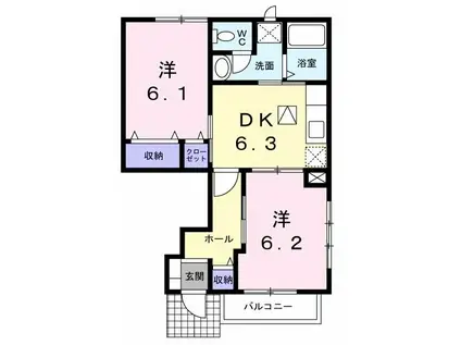 アヴァン パルク S(2DK/1階)の間取り写真