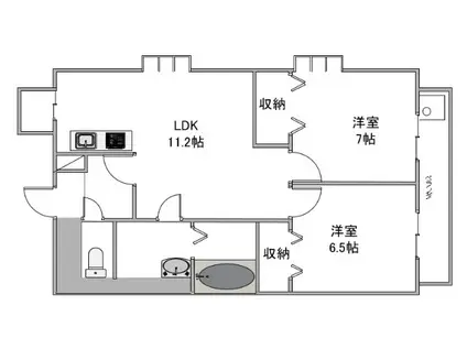 クレールモリIII(2LDK/4階)の間取り写真