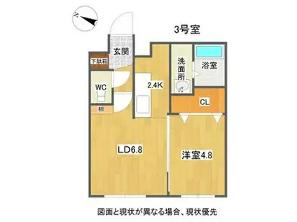 フロスプローヴァ平岸(1LDK/4階)の間取り写真