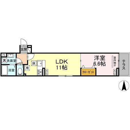 セレスティア南花畑IV(1LDK/1階)の間取り写真