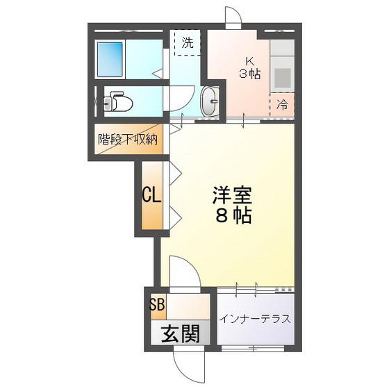 ベルグラース波木II(1K/1階)の間取り写真