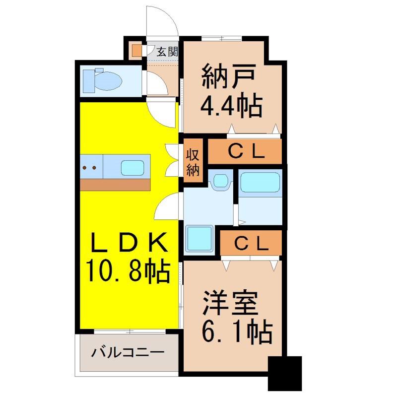 TIFFANY(1SLDK/2階)の間取り写真