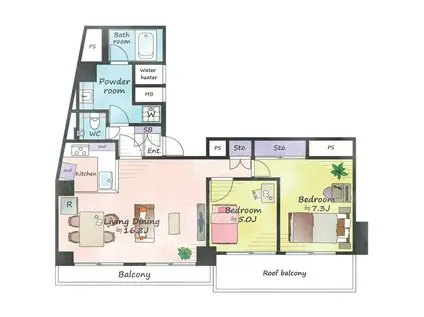 ライオンズマンション白金第3(2LDK/3階)の間取り写真