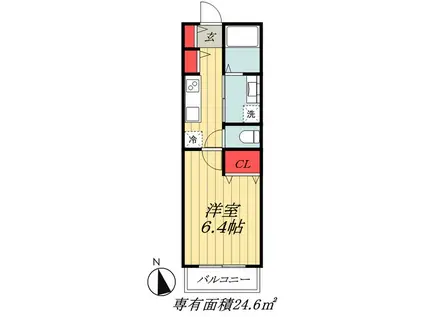 モデルノ宮本(1K/2階)の間取り写真