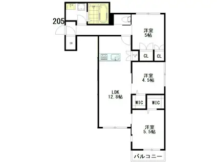 TIAMAT(3LDK/2階)の間取り写真