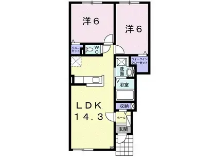 ボヌール・デ・ラ・メゾンII(2LDK/1階)の間取り写真