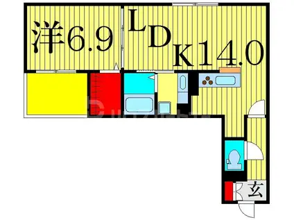 アヴァンス西亀有(1LDK/1階)の間取り写真
