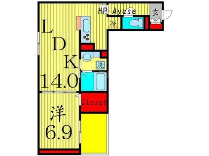 アヴァンス西亀有(1LDK/1階)の間取り写真