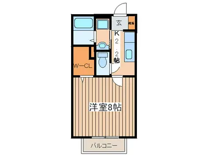 ルミエール(1K/2階)の間取り写真