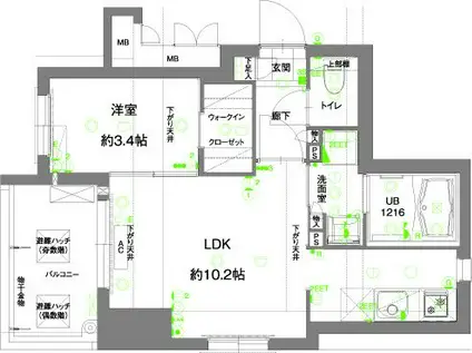 TRAIL大濠(1LDK/8階)の間取り写真