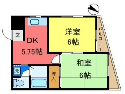 ラフィートタウン(2DK/2階)の間取り写真