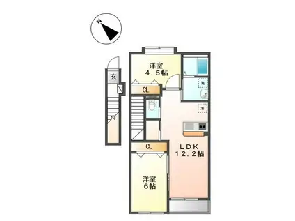 京王相模原線 多摩境駅 徒歩5分 2階建 築12年(2LDK/2階)の間取り写真