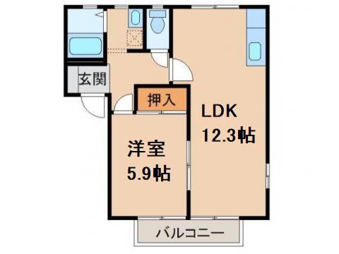 ラ・サルデーヌ(1LDK/2階)の間取り写真