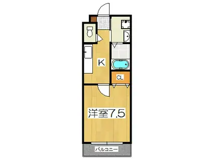 アライブ富小路(1K/4階)の間取り写真