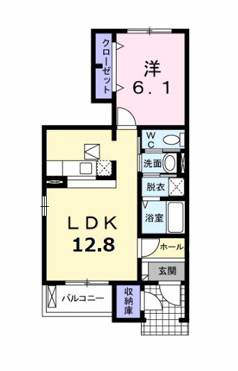 トワニ-・K II棟(1LDK/1階)の間取り写真