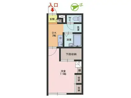 ESPOIRII(1DK/2階)の間取り写真