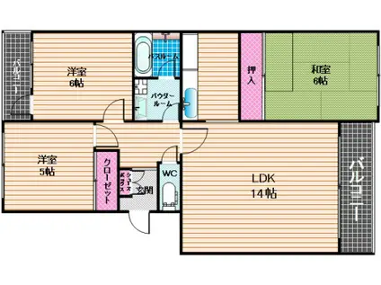 パレス93(3LDK/4階)の間取り写真