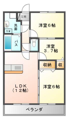 プリムローズヒル弐番館(3LDK/3階)の間取り写真